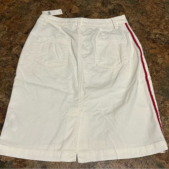 Anthropologie Pilcro White Denim Skirt w/ Red Striped Button Fly Size 0 NWT $98 - Picture 5 of 10
